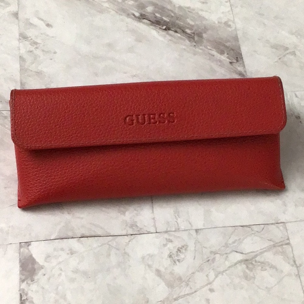 GUESS eyeglass replacement, red sunglasses case